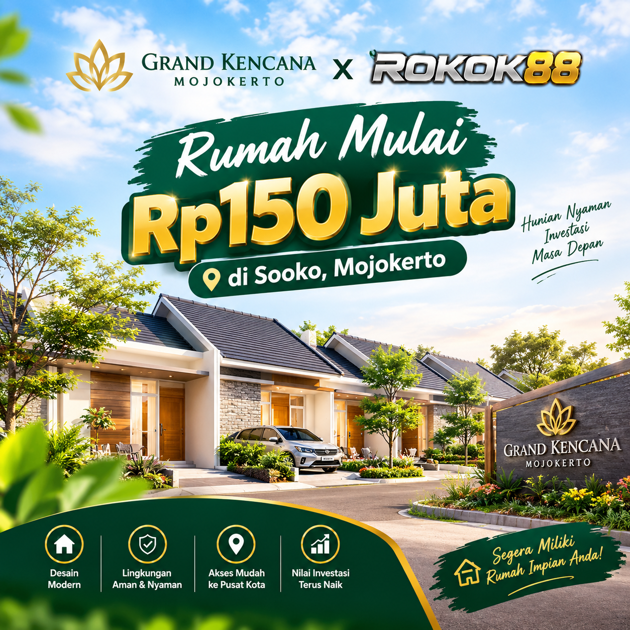 Grand Kencana Mojokerto x ROKOK88 | Rumah Mulai Rp150 Juta di Sooko, Mojokerto